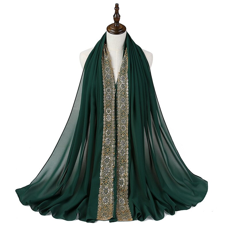 85*180Cm Moslim Chiffon Hijab Sjaal Voor Vrouwen Islamitische Kant Hoofddoek Foulard Femme Effen Sjaals En Wraps Hijab dames