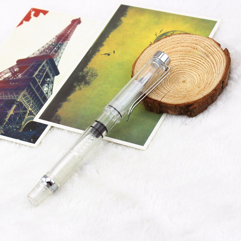 luxury school Office Fountain Pen Writing Transparent Piston Fountain Pen Demonstrator Fountain Pen: Blue / EF