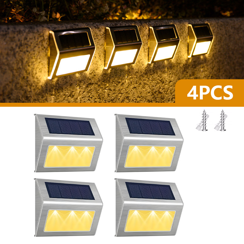 1/4/8Pcs Solar Step Lamp Path Waterproof Solar LED Light Fence Lights Outdoor Garden Lights Pathway Wall Lamp Railing Decoration: Orange