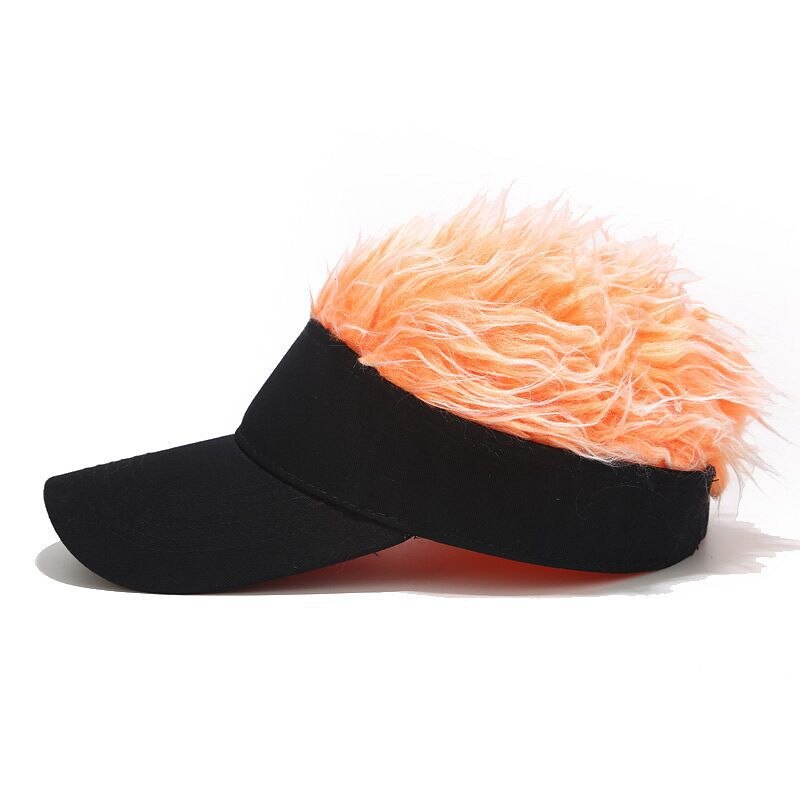 Homens peruca boné de beisebol cravado cabelos moda chapéu feminino casual ajustável ao ar livre personalidade criativa chapéus acessórios alternativos: Orange