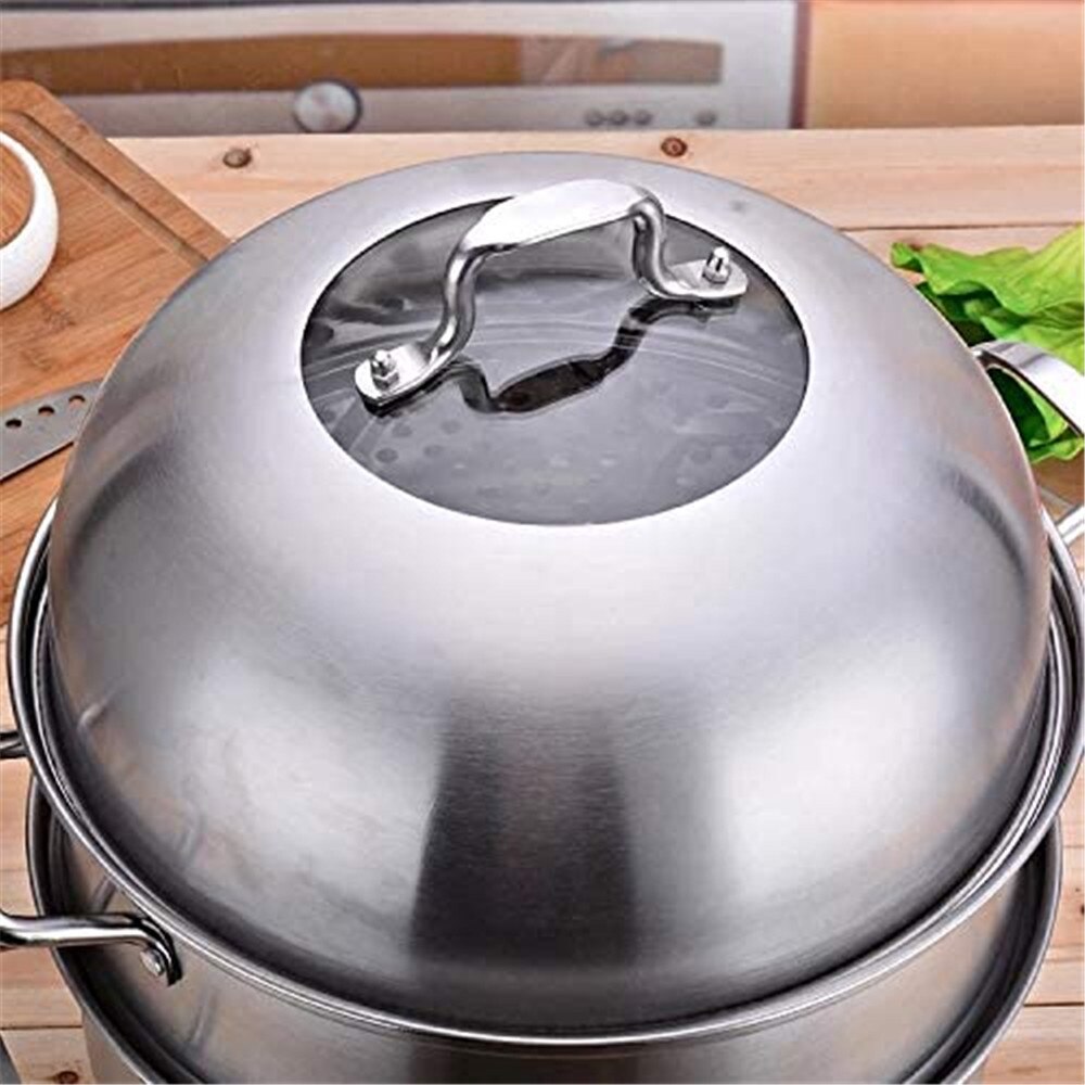 28cm Stainless Steel 3-Tier/Layer Steamer cooker pot, Food cooker Double Boilder Work with Gas Electric and Grill stove top