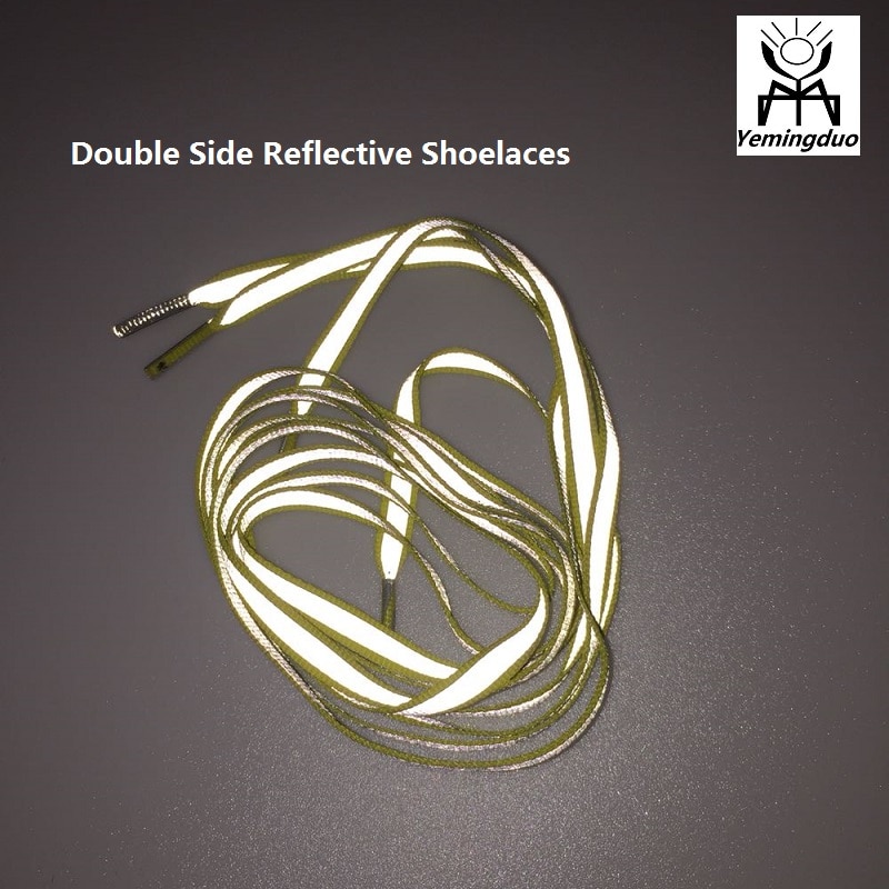 10 Pairs Opvallend Double Side Reflecterende Runner Veiligheid Lichtgevende Gloeiende Schoenveters Unisex Voor Sport Basketbal Canvas Schoenen