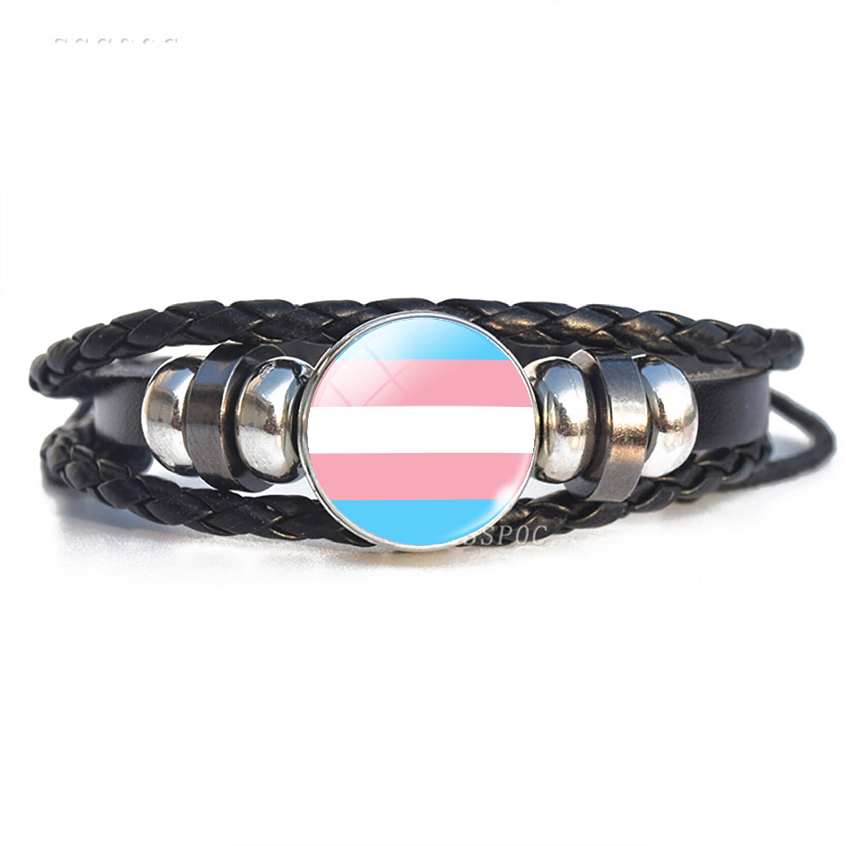 Regenbogen Flagge Lesben Homosexuell Stolz Punk Leder Armbinde Bisexuelle Transgender Stolz Armbinde Männer Frauen: Größe 17