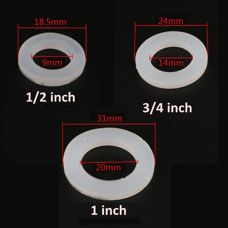 Junta tórica sanitaria de silicona, anillo de sellado, arandela plana para tubería de Gas, PTFE, G1/2 "G3/8" G1-1/2 ", 10 Uds.
