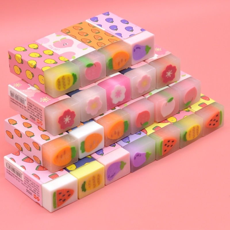 MINKYS 6 unids/lote lindo sándwich Sakura zanahoria melocotón goma limpiador para lápiz de de cumpleaños de niños Kawaii papelería de la escuela