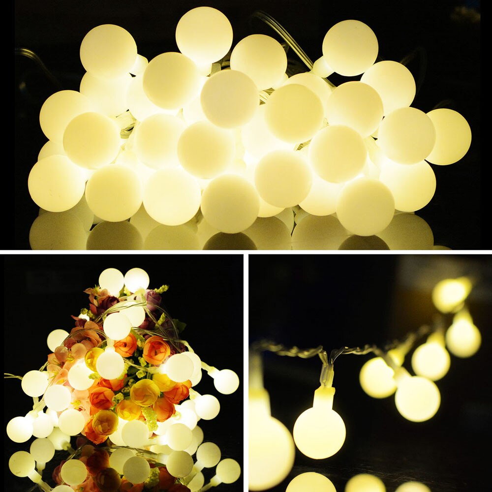 String lights guirlande globe festoon ball lampe bryllup væg udendørs fest dekoration haven gade julebelysning: Varm hvid