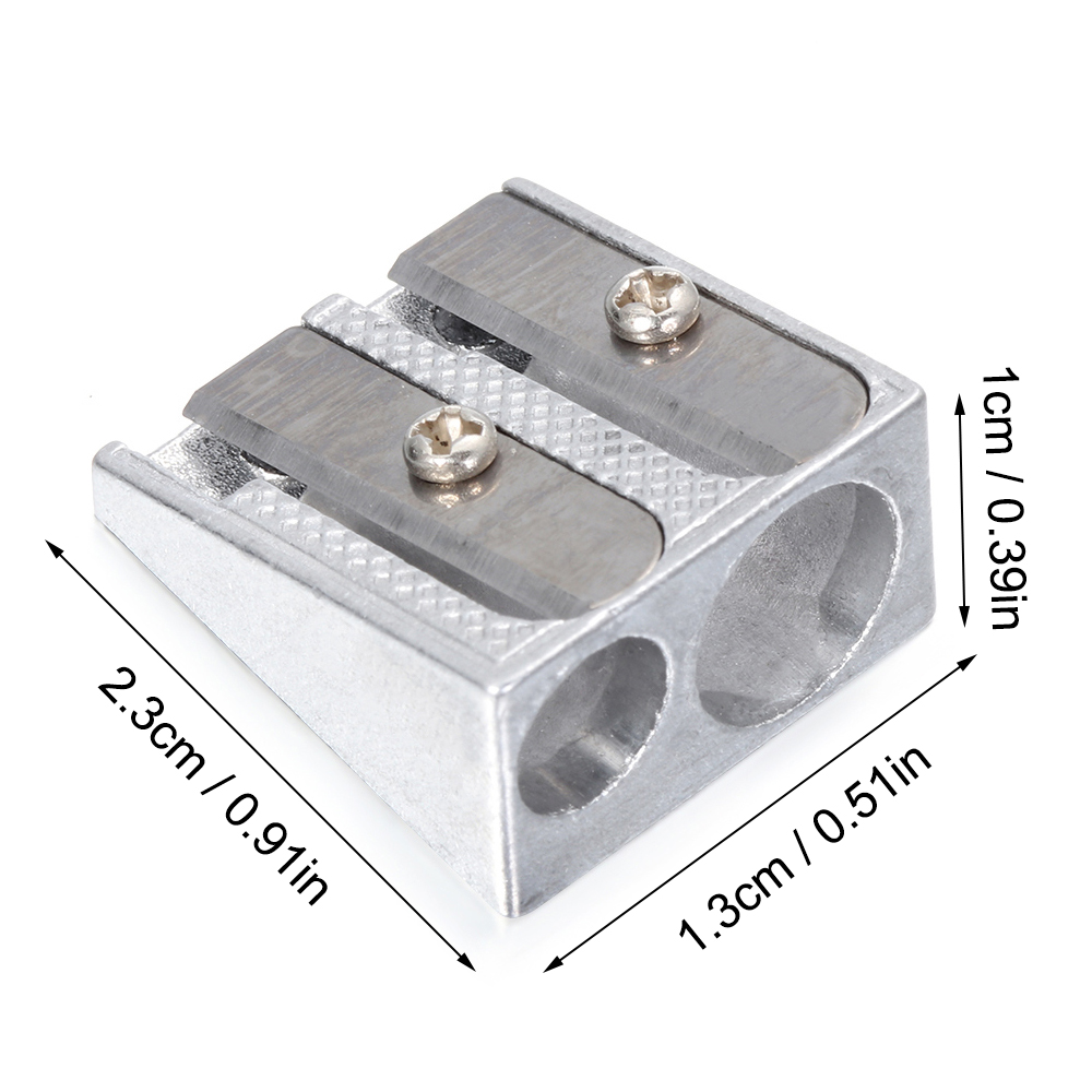 1PC Metal Bevelled Double Hole Pencil Sharpener Silver Color Sharpener Stationery School Office Supplies Children