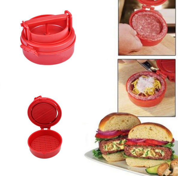 Abs hamburger maker hamburger trykk rund form ikke-pinne kokk koteletter hamburger kjøtt biff grille burger trykk patty maker form: Rød