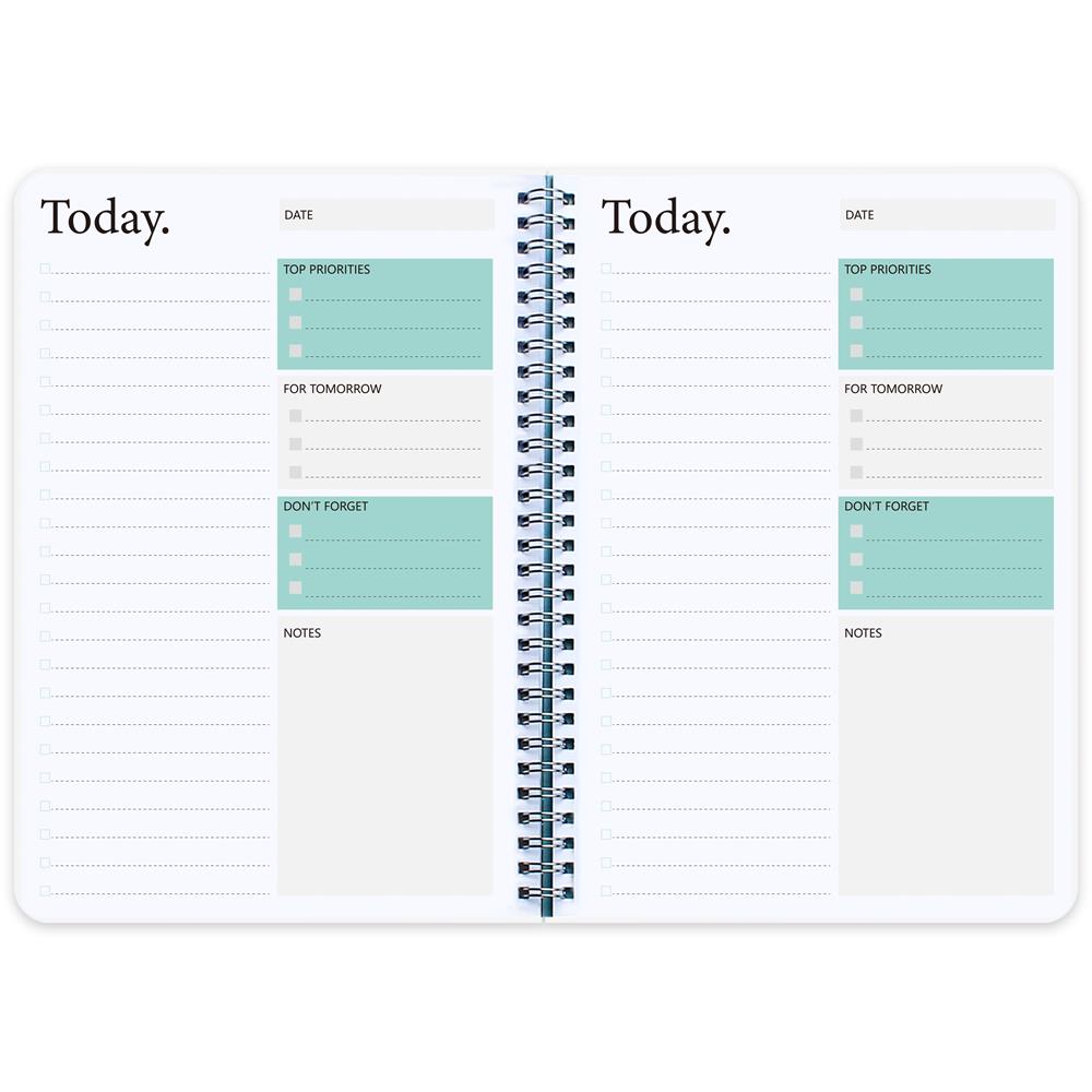 Planificateur quotidien Agenda du jour, Agenda non daté, couverture transparente, organisateur avec liste de tâches, fournitures scolaires et de bureau: B5-42