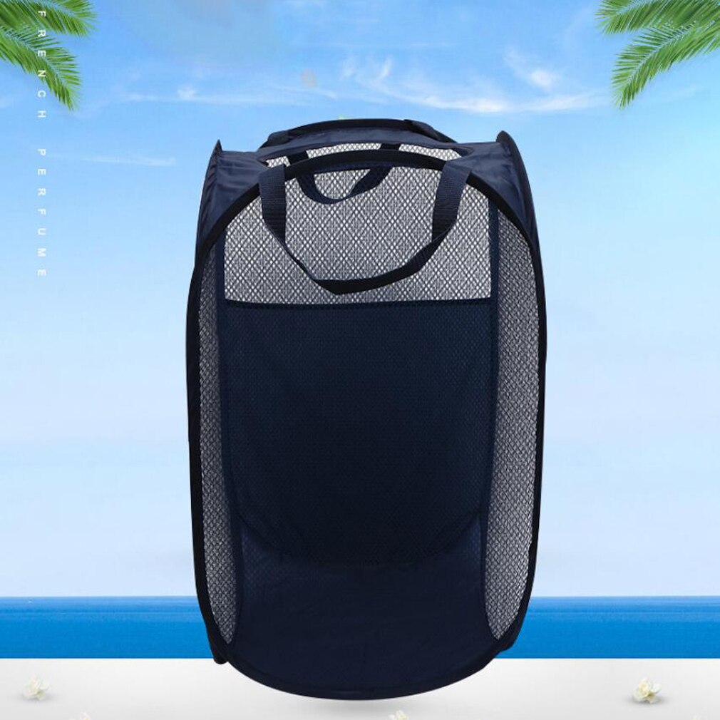 Cloth Storage Basket Mesh Box Sundries Sorting Stand Large Side Handles See-Through Foldable Holder