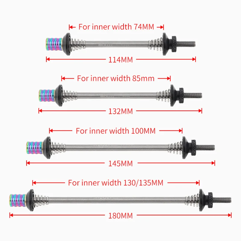 MUQZI Titanium Quick Release Skewers 74mm 85mm 100mm 130-135mm MTB Road Bicycle Quick Release Titanium Alloy Axle QR Skewer