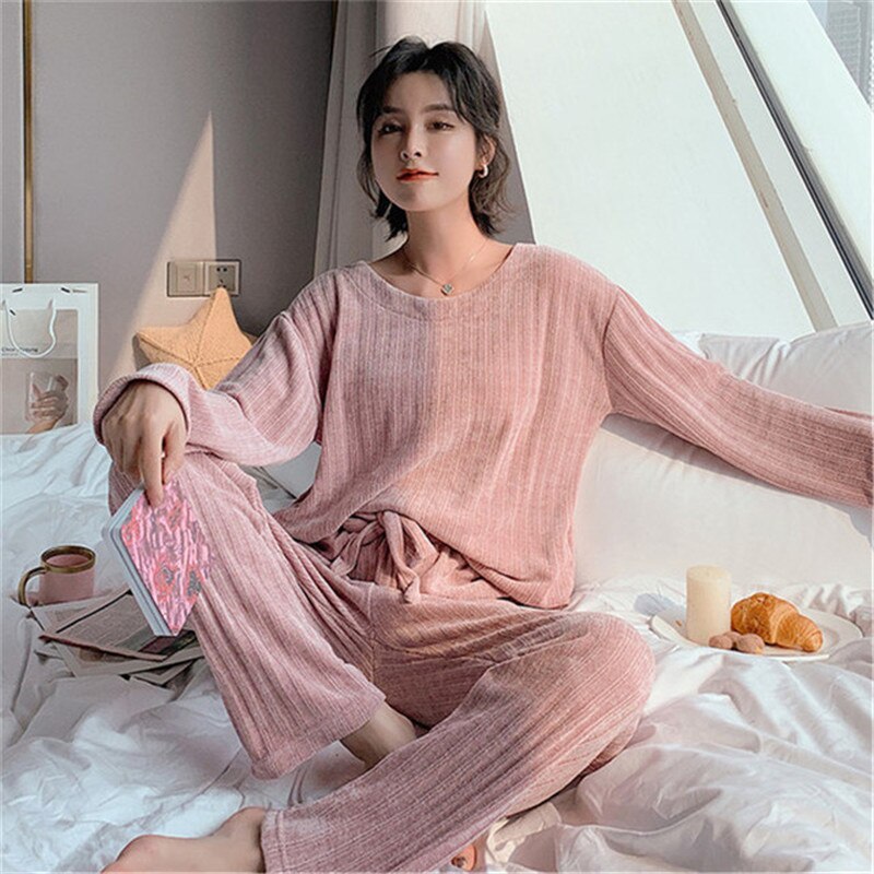JULY'S LIED Vrouw Winter Flanellen Pyjama Sets 2 Stuks Warme Pyjama Dikke Nachtkleding Vrouw Casual Homewear: 05 / M