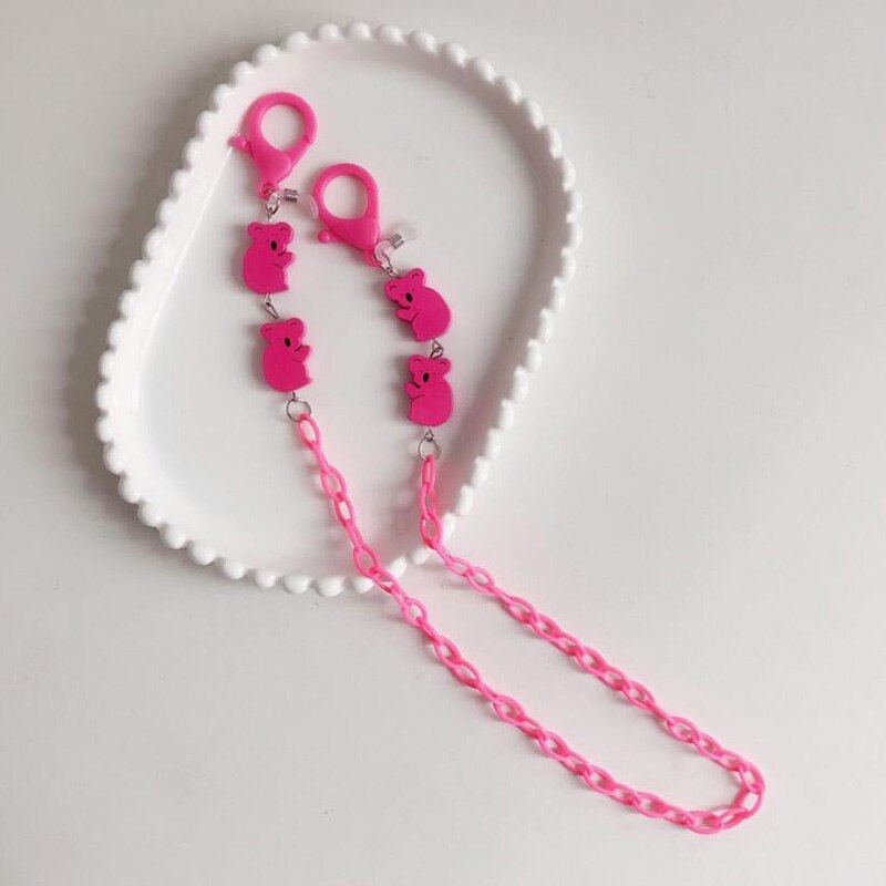 Cadena colgante de Koala para gafas de sol para mujer, cadena de cuentas para mascarillas, colgante, a la: Rose Red