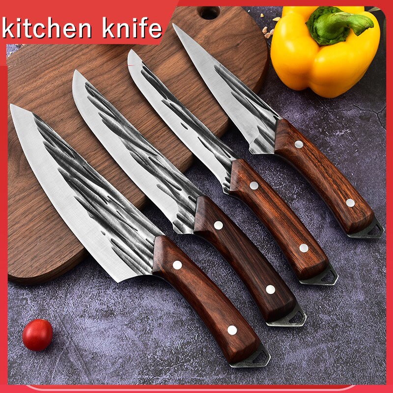 Forged Boning Knife Set Handmade Chef Knife Kitchen Knife High Carbon Steel Chef Knife Set Wooden Handle Knife