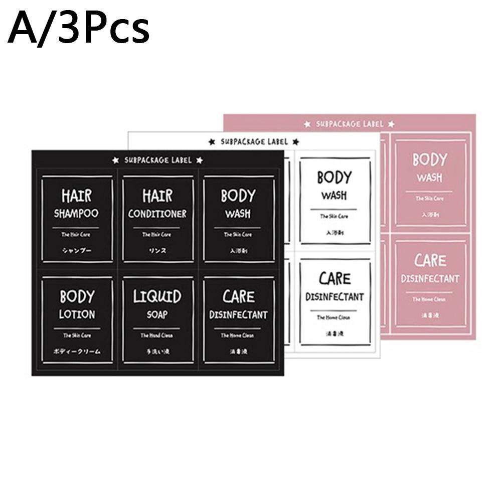 Soap Bottle Label Sticker Set Bathroom Shampoo Lotion Dispenser Labels Waterproof Self-adhesive Identification Sticker