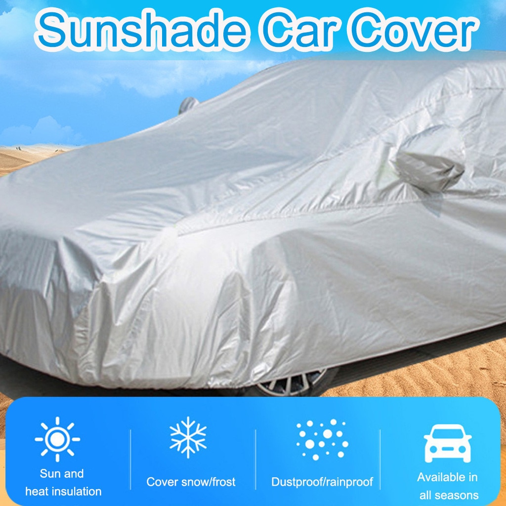 Universele Full Car Covers Winddicht Waterdicht Sneeuw Auto Shade Cover Licht Zilver Maat M-Xl Auto Outdoor Protector Auto covers