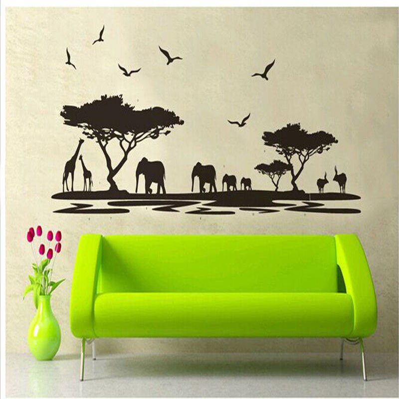 1pc African Animals Wall Sticker Removable Wall Stickers Art Decals Mural Room Decor Nursery Removable Wallpaper Bedroom Decor