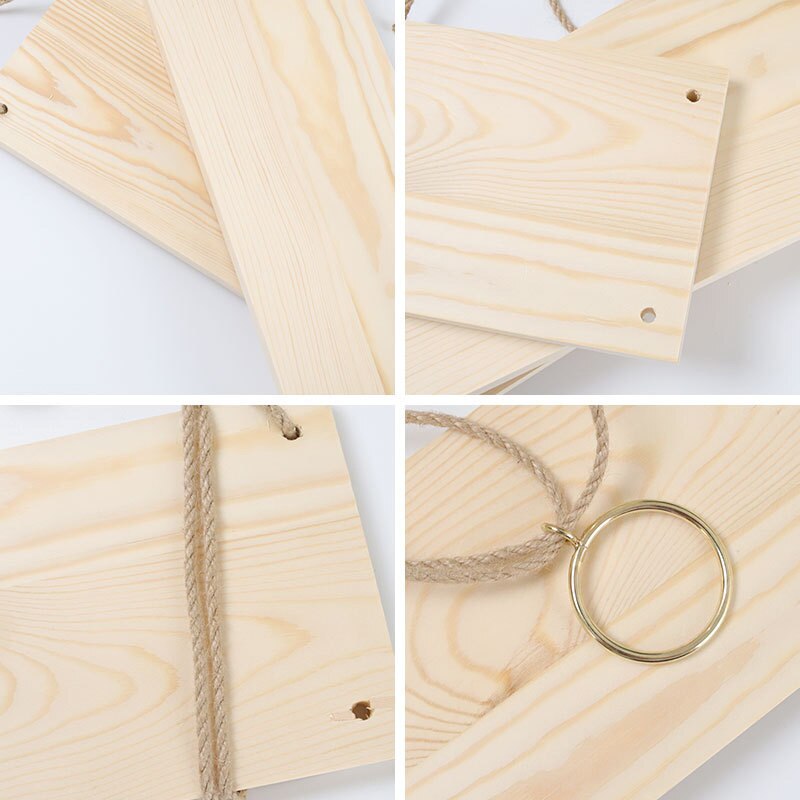 Estante colgante de madera de cuerda hecho a mano, decoración de pared rústica, flotante, madera sólida Natural