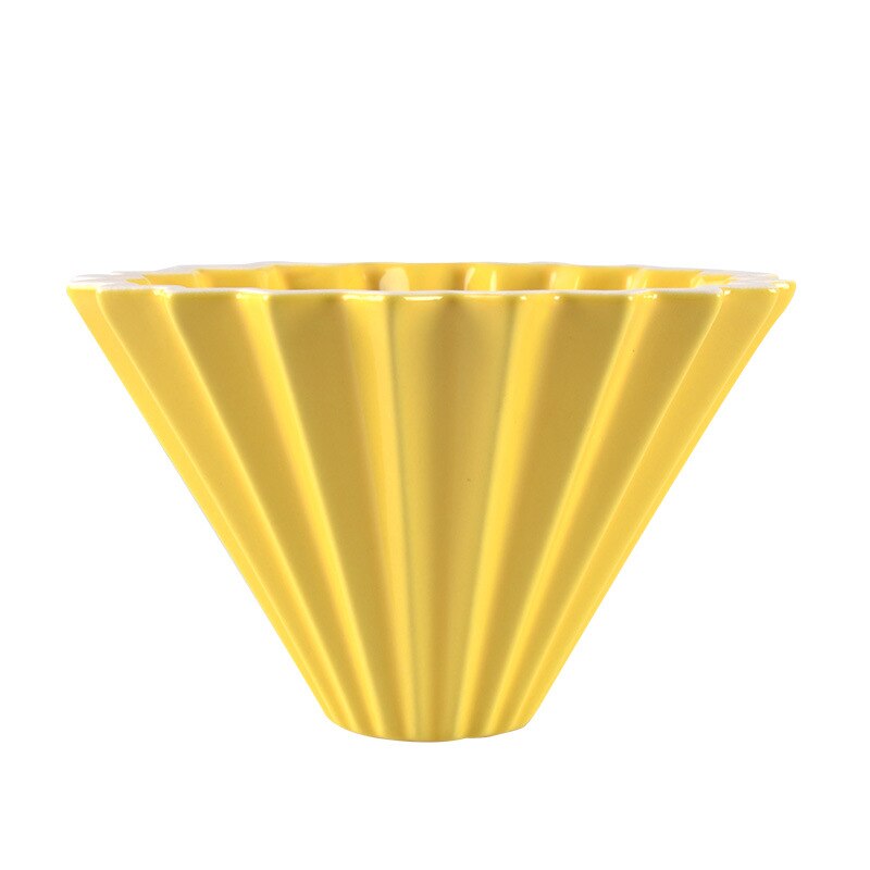 Blomster keramik kaffekop espresso kaffefilter kop origami filter kopper  v60 tragt dryp hånd kop filtre kaffetilbehør: Gul