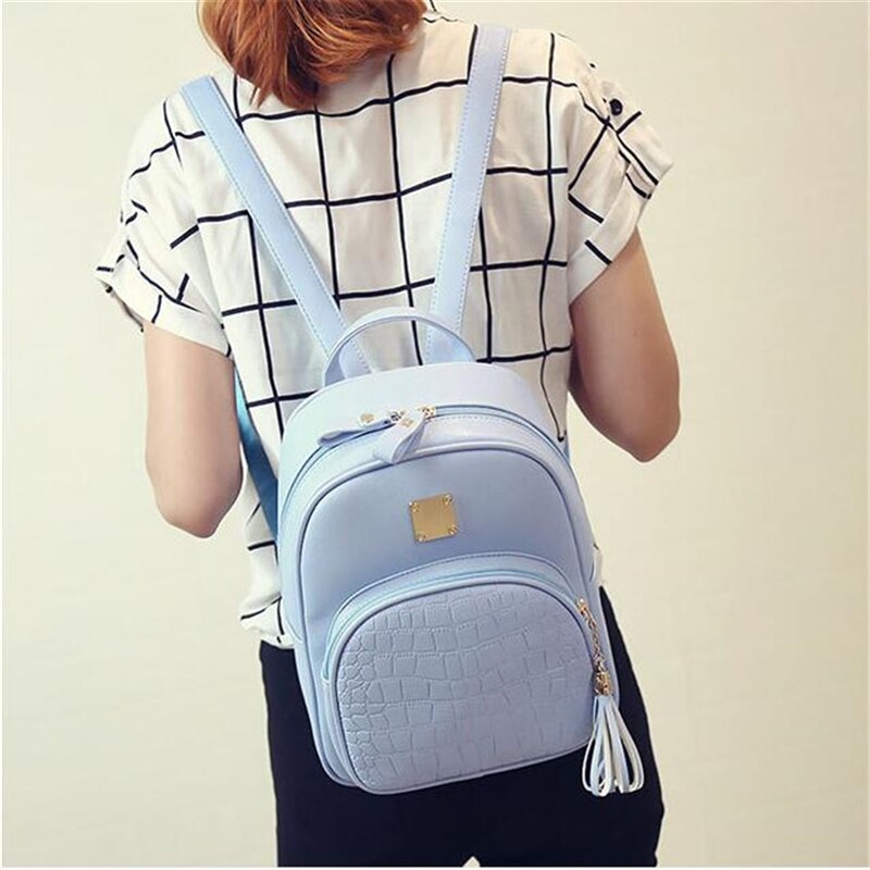 Crocodilo padrão mochila feminina cor sólida casual sacos de escola alta qualidade requintado bonito senhora menina mochila