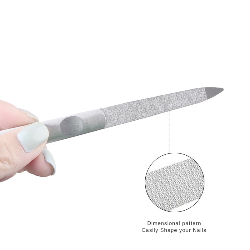 Stainless Steel Nail File Double Side Fold Grinding Rod Manicure Pedicure Scrub Nail Arts Tools Nail Files
