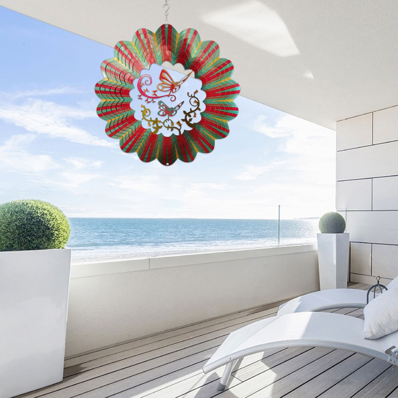 12 Inch 3D Metal Wind Spinner 3D Stainless Steel Indoor Outdoor Pendent For Home Garden Decoration