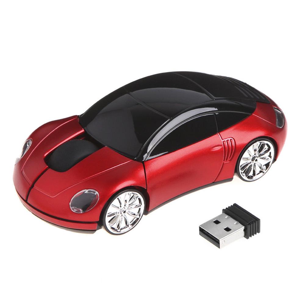 2.4G 1600DPI Mouse USB Receiver Wireless LED Light Car Shape Optical Mice: Red