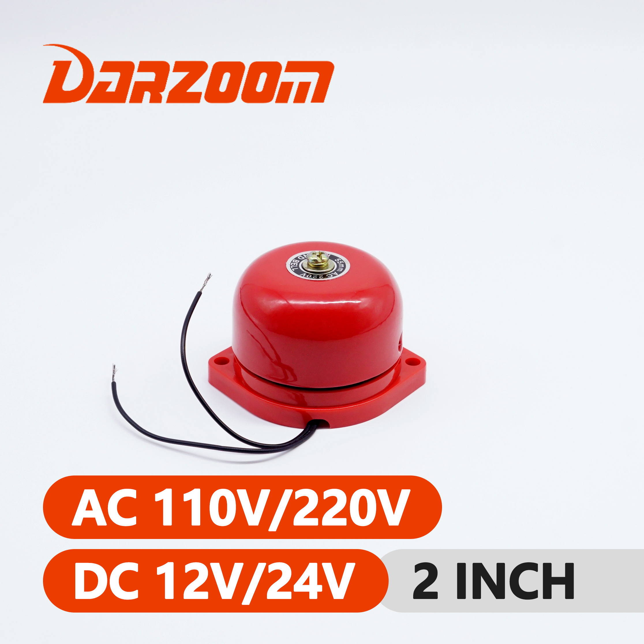 Cloche d'alarme rouge traditionnelle de , AC110V/220V DC12V/24V, anneau d'appel de 2 pouces, cloche d'alarme à décibels élevés, cloche d'usine