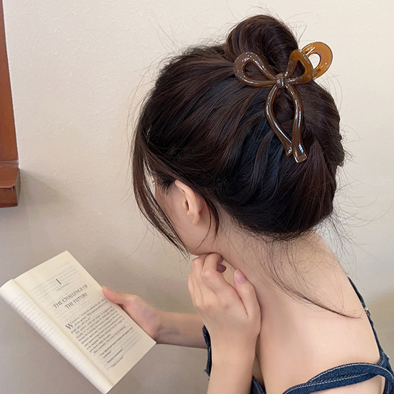 Lazo de cola de caballo, garra grande para el cabello, accesorios para el cabello de cangrejo para mujer, pinzas para el cabello con lazo acrílico sólido, horquillas, pasadores para niñas, diademas