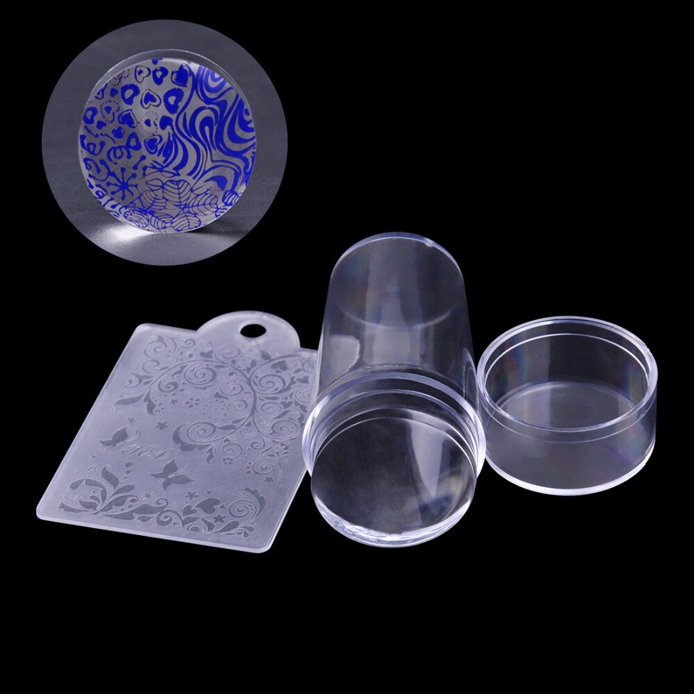 Buitee Clear Jelly Silicone Nail Stamper With Scrapet Nail Art Stamping Tool Set For DIY Nail Stamping Manicure Nail Decoration: Set 2