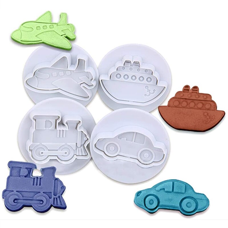 Bilkaka stämpel fräs set plast 3d kakor kex formar fondant maker form för att baka bakverk tårta dekorationsverktyg