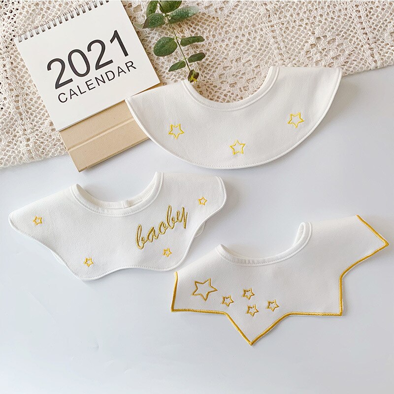 3 Stuks/partij Baby Baby Boy Meisjes Slabbetjes Katoen Kerst Sterren Speeksel Handdoeken Zacht Stitchwork Verstelbare Voeden Burp Doeken 0-24M