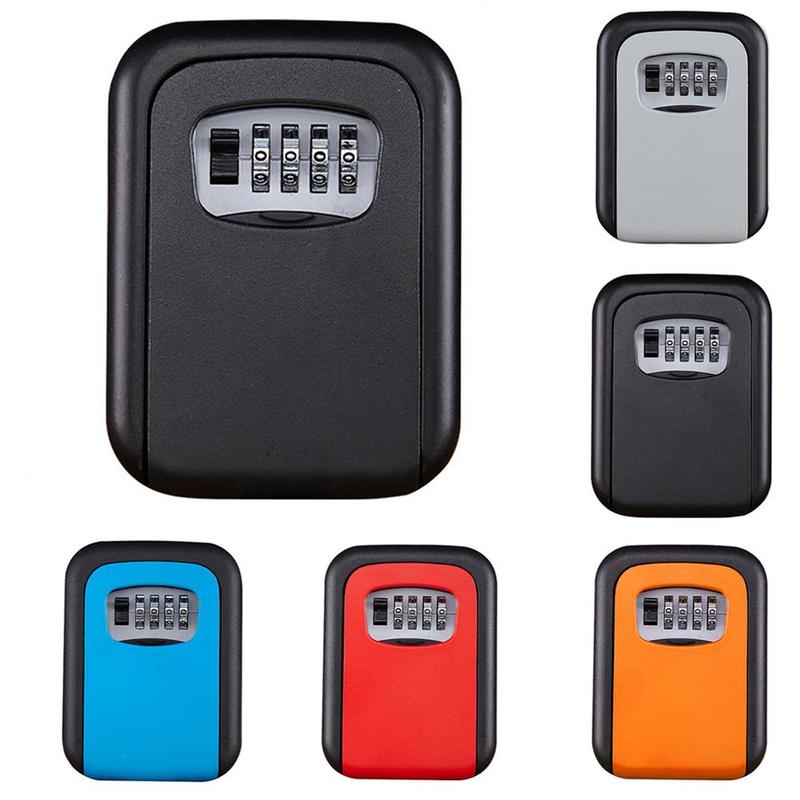 Key Lock Box Wall Mounted Aluminum Alloy Key Safe Box Weatherproof 4 Digital Combination Key Storage Lock Box Indoor Outdoor