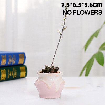 Huisdecoratie miniatuur model bloempotten glazuur asymmetrie bloemenvaas bureaudecoratie ornamenten beeldjes keramische pot: C