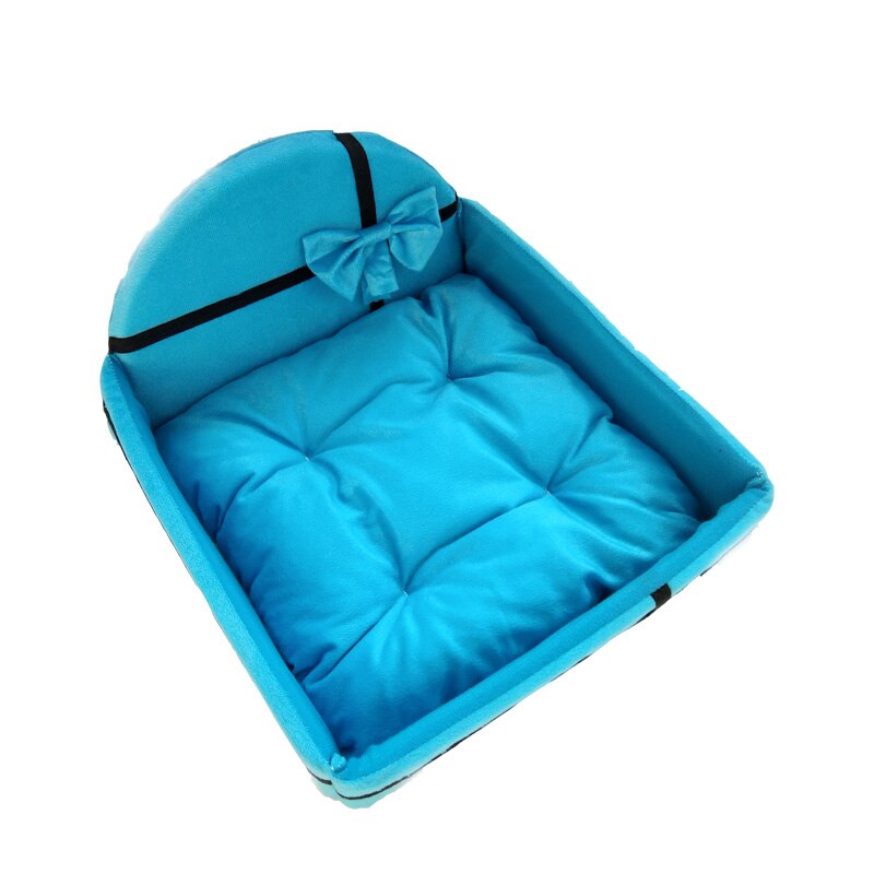 4 størrelser varm fleece hundeseng søt plysjpute til små middels butikk hunder kattetyper vinter hund kennel valpematte kjæledyrseng: Blå / L -45 x 45 x 6cm