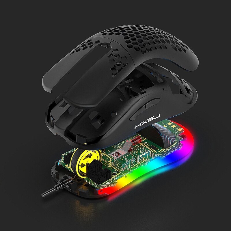 6 engrenagem dpi ajustável com fio programável mouse buraco rgb led respiração luz jogos mouse computador acessórios do portátil