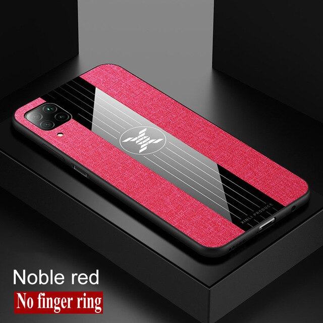 Für huawei p40 lite fall luxus magnetische ring halter tuch stoff stoßfest zurück abdeckung für huawei p 40 lite licht coque fundas: Red No Ring