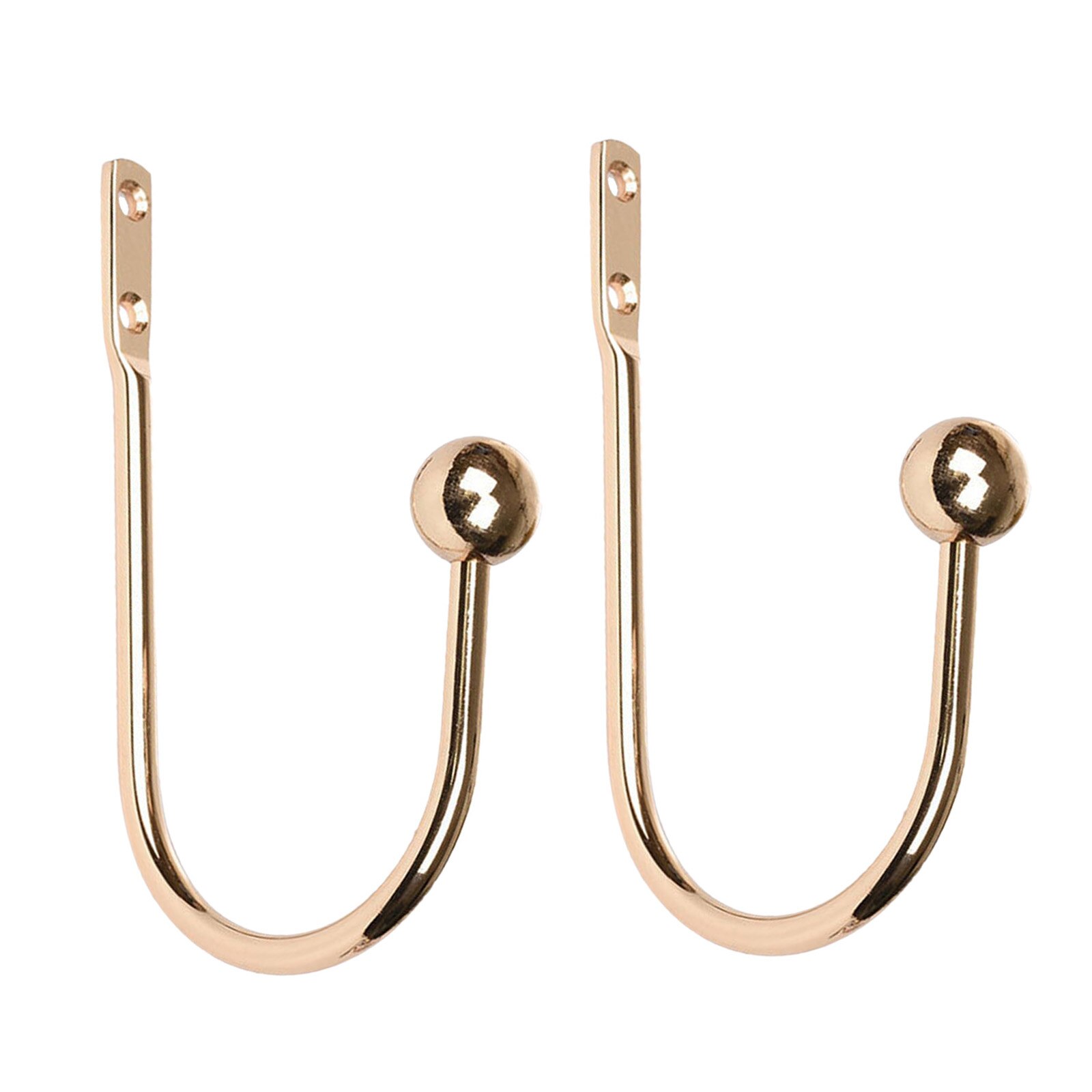 2Pcs U-shaped Round Curtain Hooks Window Wall Decoration Hanger Home Suppliers Metal Tie Tassel Arm Hook Hook Buckle Holdbacks: Gold