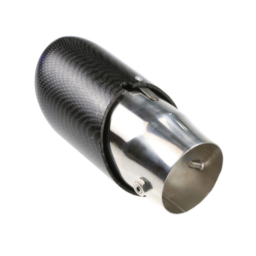 1Pc Universele Auto Carbon Fiber Gestreepte Uitlaatpijp Uitlaat Staart Keel Rvs 66Mm Inlaat