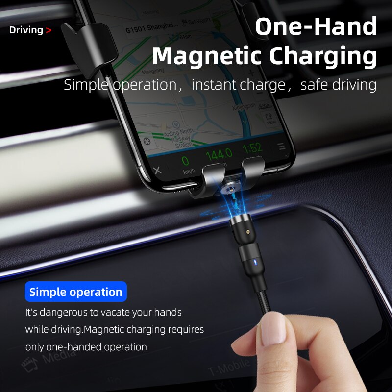 1m Magnetic Cable 540 Degree Rotate Micro USB Type C Cable Magnetic Fast Charging Cable For iPhone 11 Pro Max Huawei