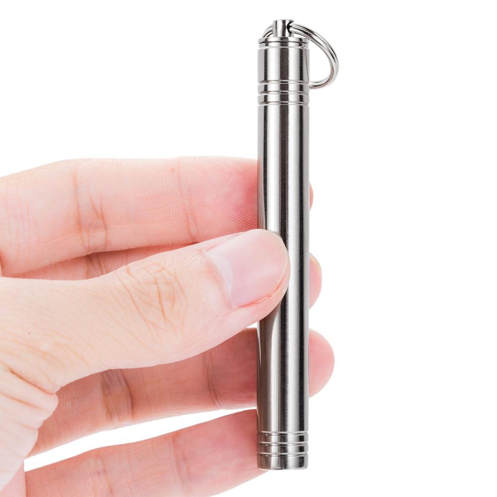 1/6/10/12Stck Küche draussen Titan Zahnstocher Edelstahl Metall Halfter Keychain Wiederverwendbare Lebensmittel Gabel für Reise Camping: rostfrei Stahl Fall