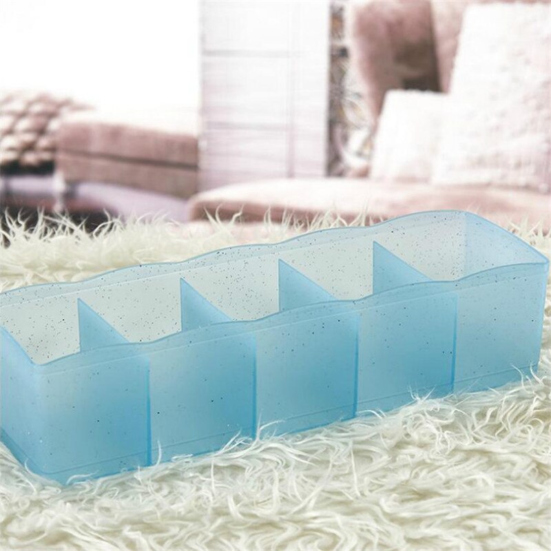 Unterwäsche Socken Lagerung Lagerung Kasten Fünf Plaid Sortierung Kasten Schreibtisch Schublade Klassifizierung Kosmetik machen-hoch Kasten Heimat Zubehör: transparent Blau