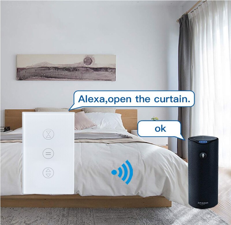 Wifi Smart Gordijn Touch Schakelaar App Draadloze Afstandsbediening Us Standard Switch Assistent Voice Control Ondersteunt Alexa En Google