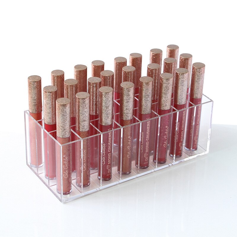 Soporte para brillo de labios, 24 ranuras CC, lápiz labial en crema, caja de exhibición, almacenamiento de secado solar, organizador de maquillaje cosmético