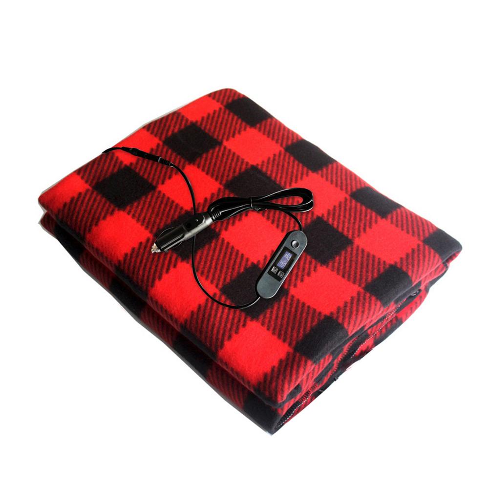12V Electric Brushed Fleece Car Heated Blanket 4 4 Levels Temperature Adjustment Timing Heater Warmer With LCD Screen Display