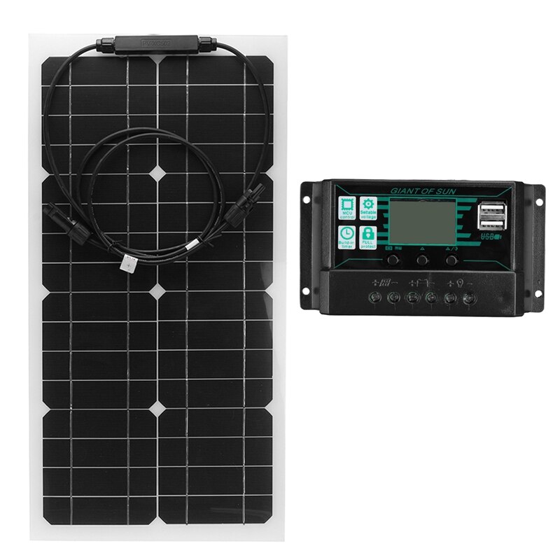 Flexible 100W Solar Panel Kit With 60A Battery Charger Controller For Caravan Rv