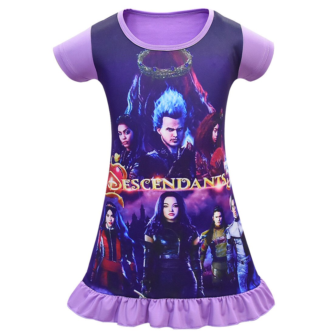 nachkommen 3 mädchen kleid kinder hause pyjamas halloween kostüm für kinder weihnachten prinzessin kleid elegante mädchen kleidung: z80129-purple / 140