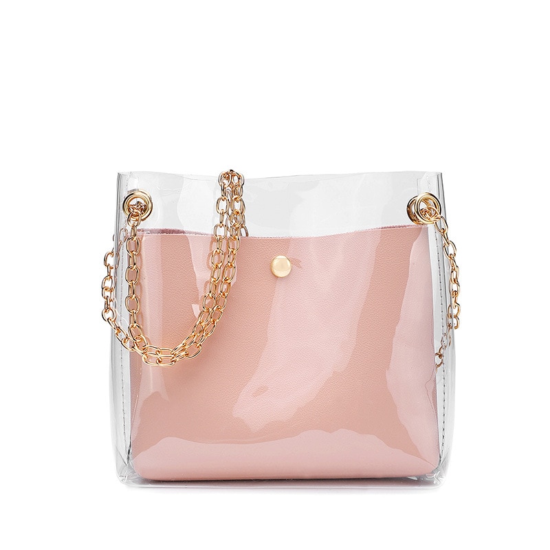 Luxe Handtas Vrouwen Transparante Emmer Zak Clear Pvc Jelly Kleine Schoudertas Vrouwelijke Keten Crossbody Messenger Bags