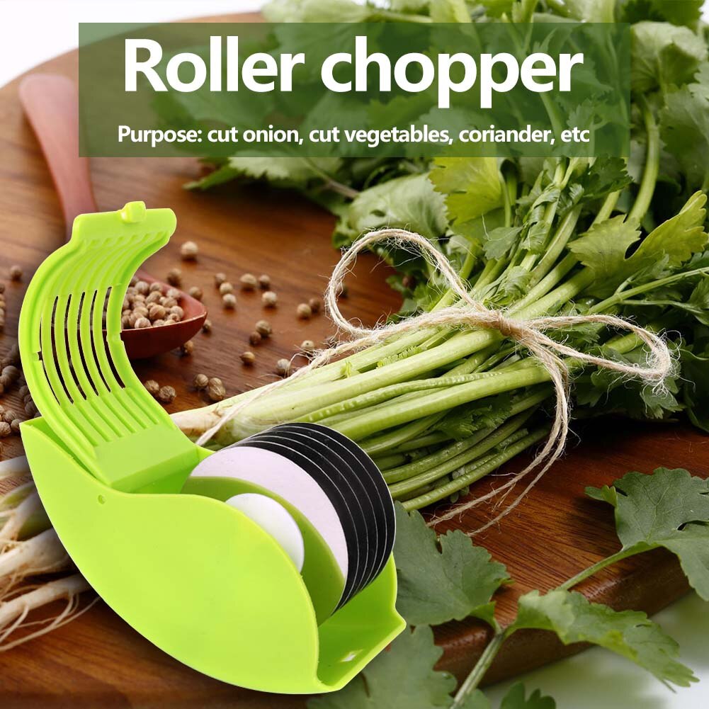6 En Acier inoxydable Lame Herbe Roulement Hachoir multifonctionnel Pratique Durable Classique Manuel Oignon Hachoir À Légumes