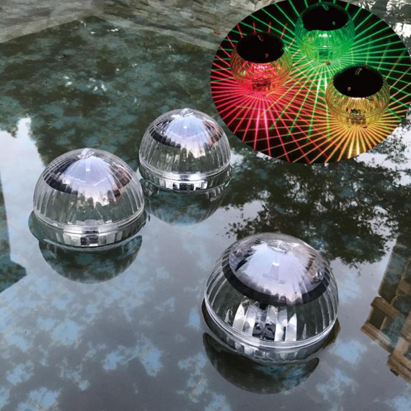 Luz LED de discoteca para piscina, foco impermeable de energía solar, multicolor, lámpara de deriva de agua flotante, de seguridad,